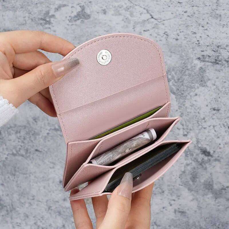New Cute Wallets Small Hasp Girl Credit Card Holder PU Leather Coin Purse Female Wallet Short Purses for Women C260304