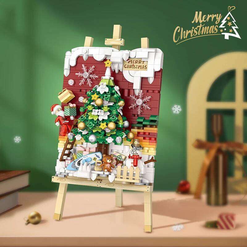 Mini Blocks Christmas Sleigh Bike Drawing Kids Building Toys DIY Puzzle Bricks Girls Boys Holiday Gifts Home Dcor Z260306