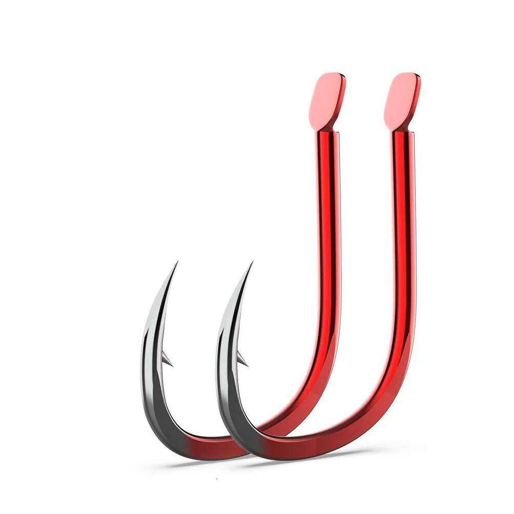 New 50Pcs/Box ISEAMA High-Carbon Steel Red Hooks From Japan 1#-10# Blue Barbed Fishhook for Carp Fishing Accessories S260305