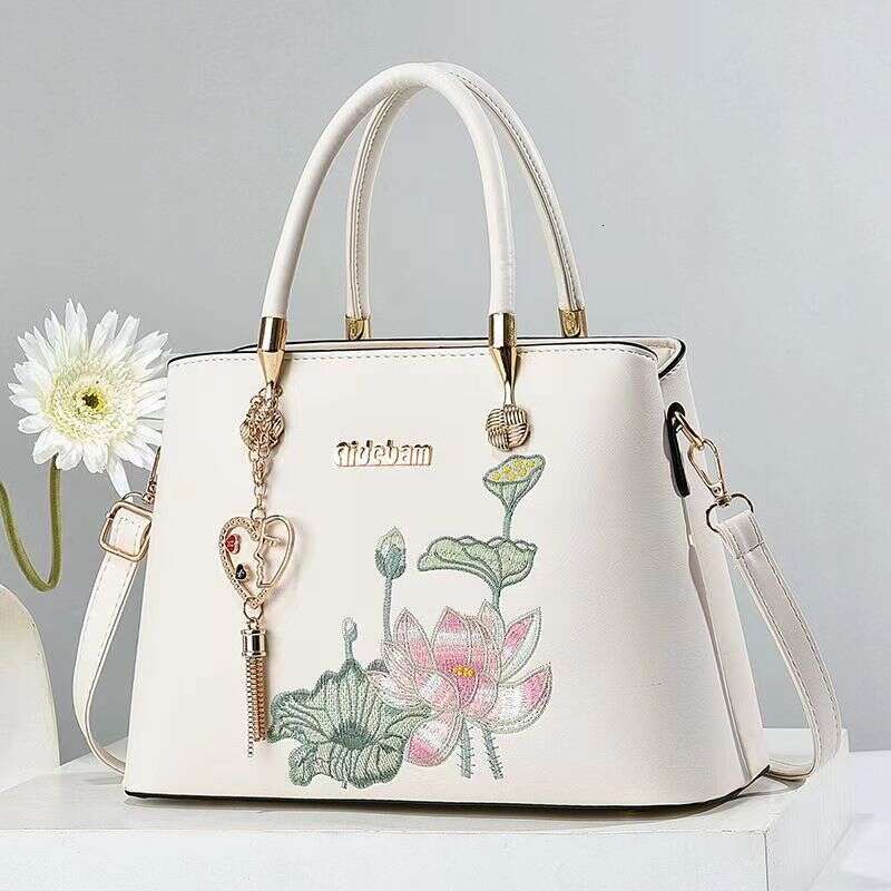 Tote Elegant And Dignified New Chinese National Style Lotus Handbag Quality Shoulder Crossbody Bag Wholesale Bags
