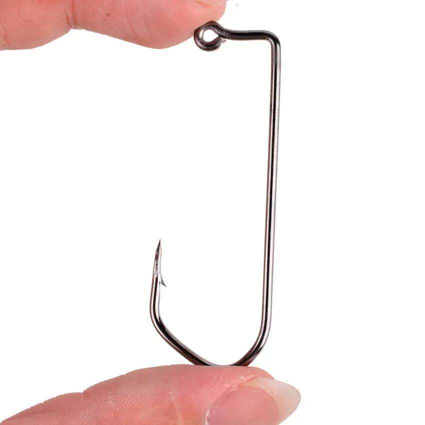 10pcs/box Fishhooks 90 Aberdeen Crank Hooks 1-6/0# High Carbon Steel Black Nickle Pesca Jigs Hook Fishing Tackle Box S260305