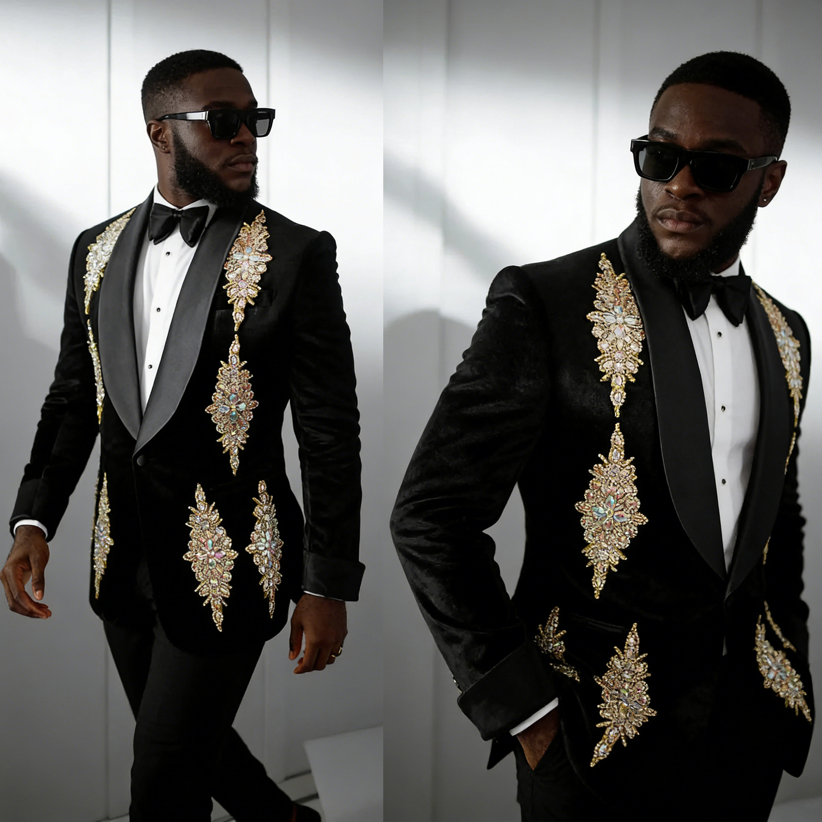 Diamond Appliques Velvet Groom Suits Blazer One Piece Formal Suits Outwear Jacket Customized Evening Party Prom Pocket Jacket