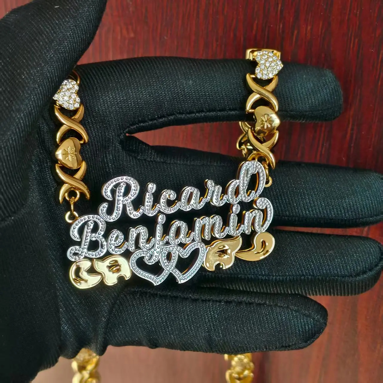 Wholesale Customized 2 Name Necklace Personalized Letter 3D Double Necklace Personalized Jewelry Valentines Day Gift for Her 260302