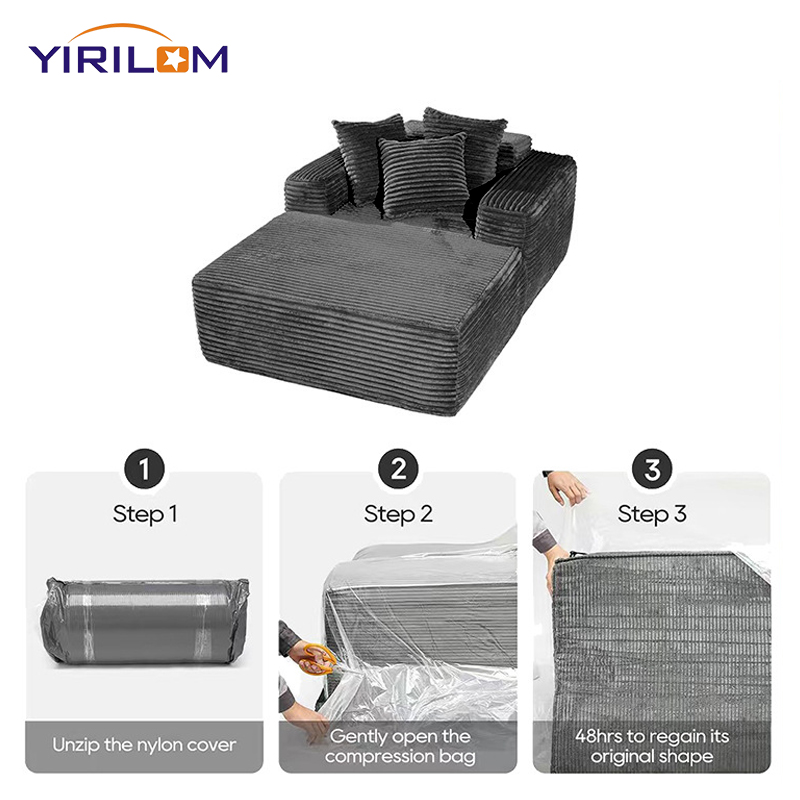 Modular Compact Sleepover Sofa w/Memory Cushions Foldable Design Ideal for Space-Conscious Homes & Dorms