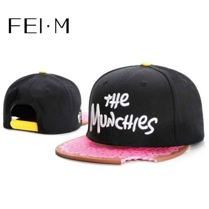FEI M Fashion MUNCHIES Adjustable Snapback Cap Girl Boy Donuts Hip Hop Baseball Cap Street Dance Adult Casual Sports Sun Hat 1 S260306