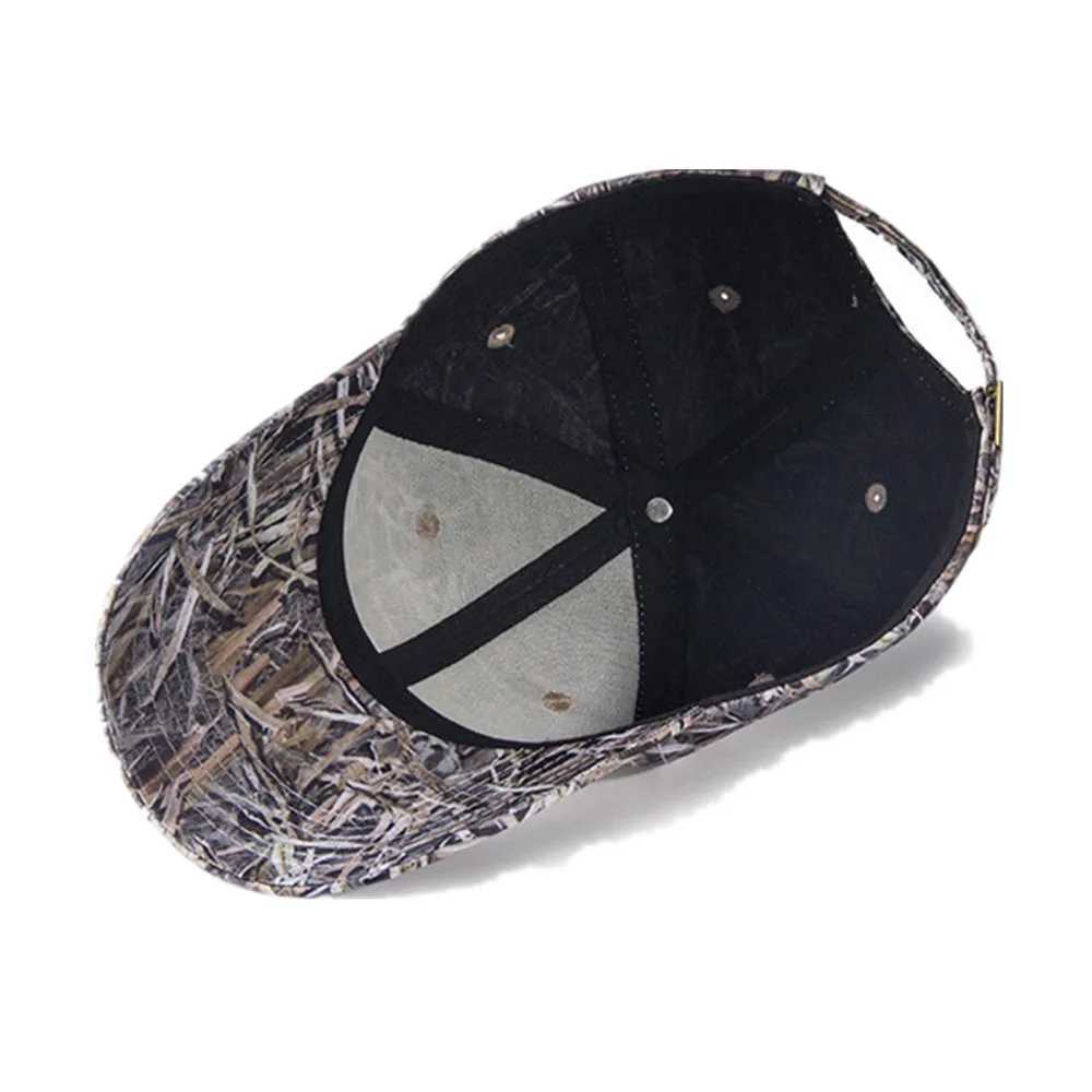 Outdoor Waterproof Bionic Camouflage Hunting Hat Sunshade Reed Bulrush Camo Fishing Hat Breathable Hiking Peaked Cap Cotton Hat S260306
