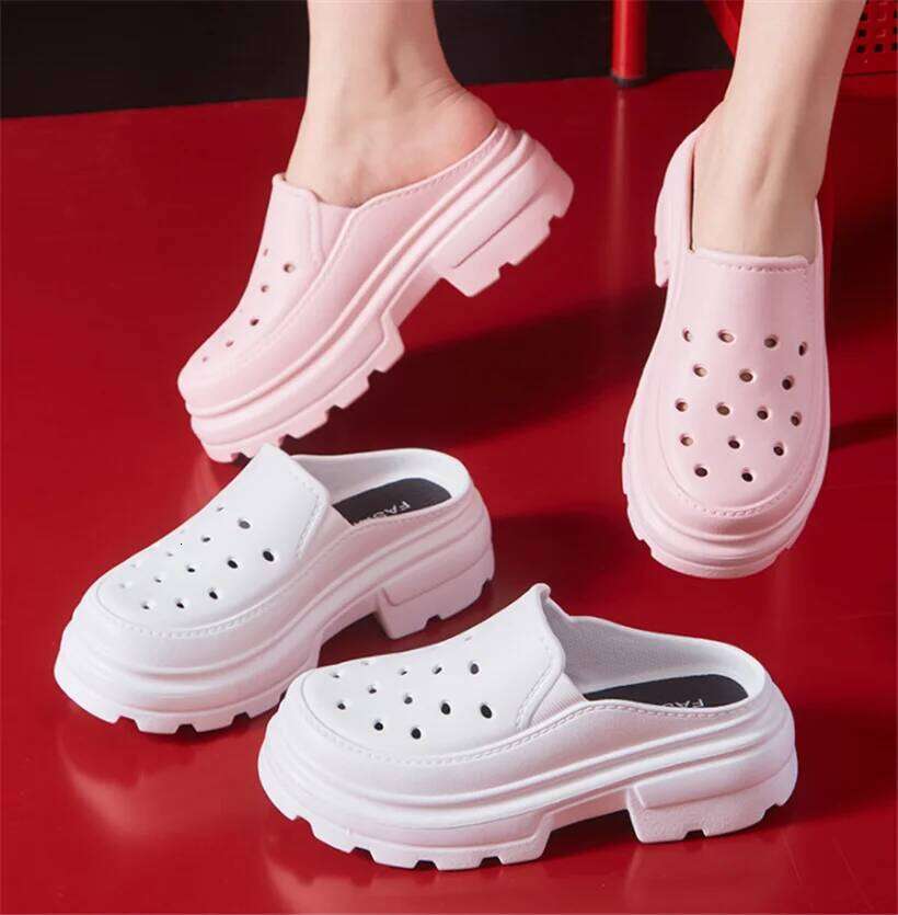 Litfun Outdoor Beach Slippers Garden Soft Thick Bottom Clogs Sandals Women Summer High Heels Fashion Hole Shoes