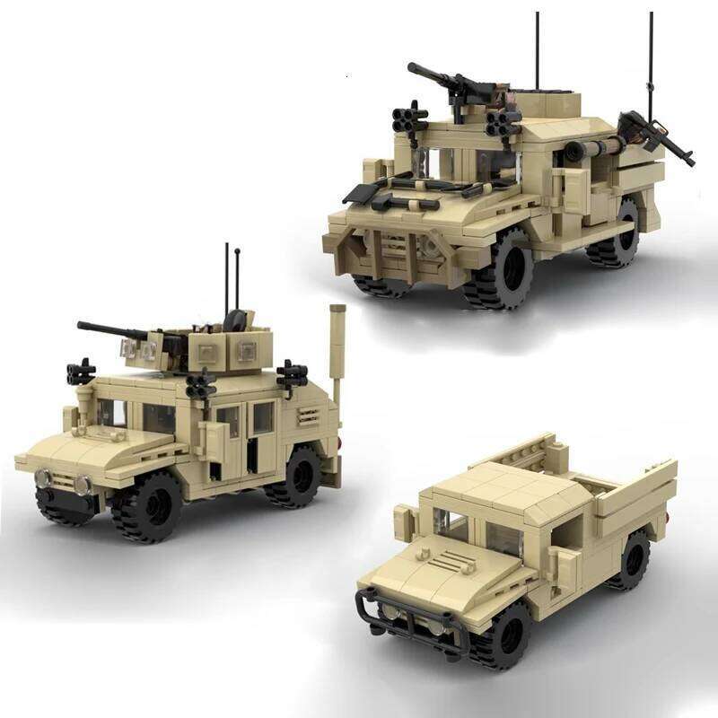 MOC Building Blocks US Military M1114 Hummer Model M1025 Off road Armored Vehicle M998 Children's Assembly Brick Toy for Boys Z260306