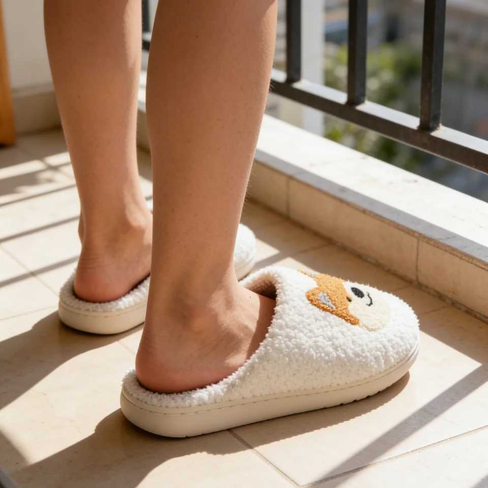 Kids Slippers House Shoes Cartoon Winter Shoes For Girls Warm Anti-slip Soft Bottom Pink White Shoes Size 36-45 S260305