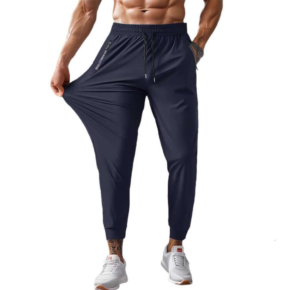 Summer Nylon Ice Silk Men's Thin Breathable Large Size Casual Stretch Long Boxer Quick-Dry Pants
