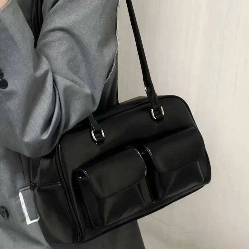Vintage Women Business Shoulder Bags Simple Ladies Commute Tote Pu Leather Female Underarm Bag Burgundy Large Handbags Purse