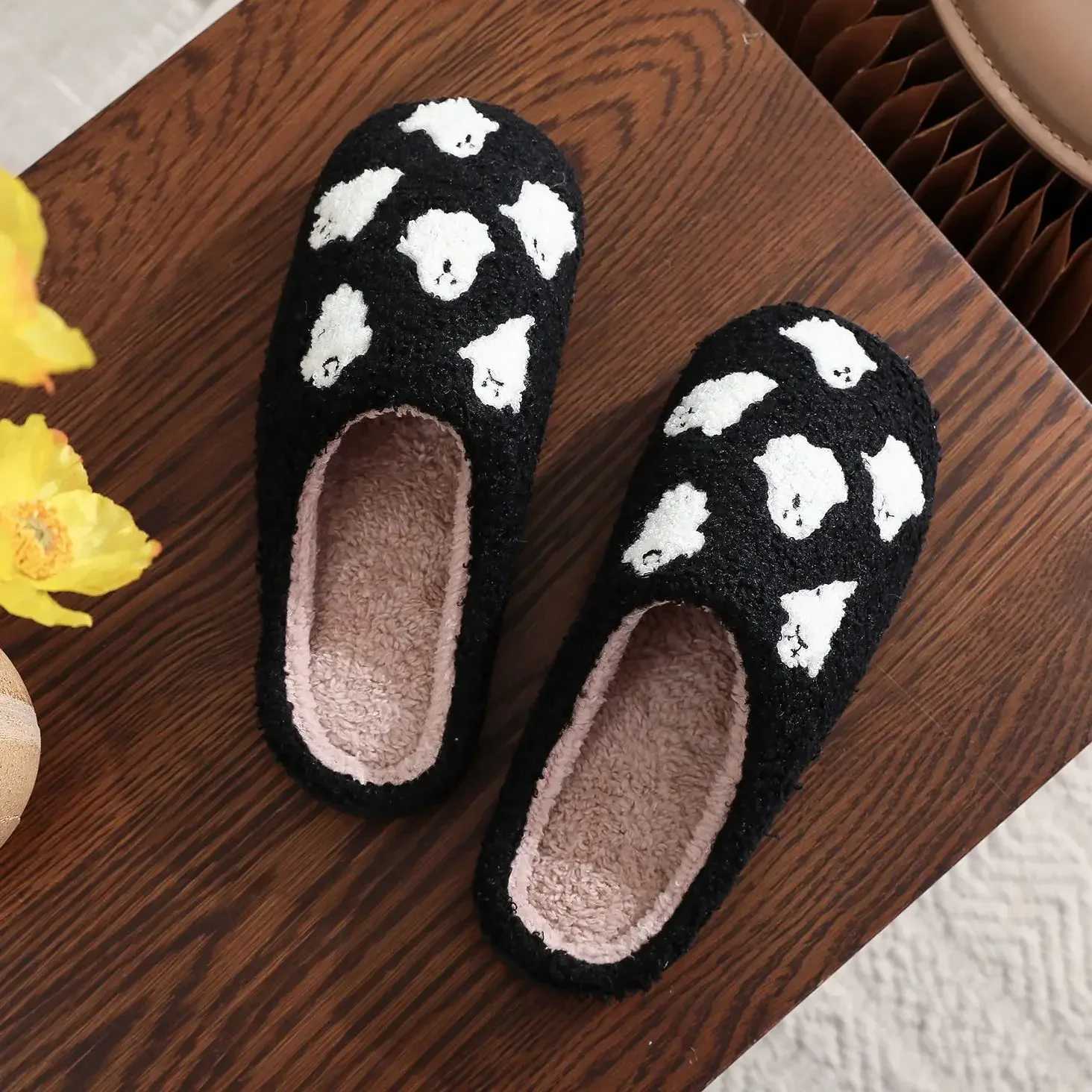 Halloween Ghost Cotton Slippers Home Flat Indoor Scream Slipper Non-slip Thickened Shoes Women Men Skull Slippers Halloween Gift S260305