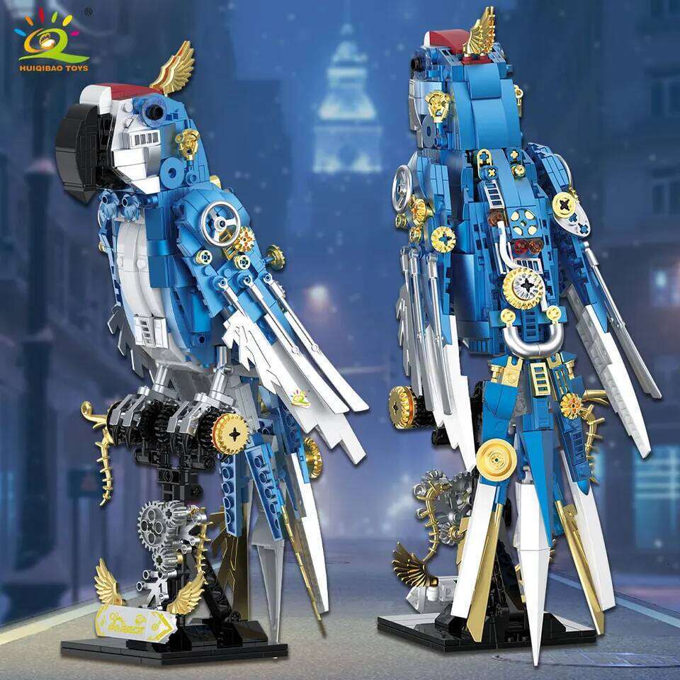 HUIQIBAO 679PCS MOC Mechanical Parrot Model Mini Building Block Animal Birds Series Technical Brick Children Toy Desk Decoration Z260306
