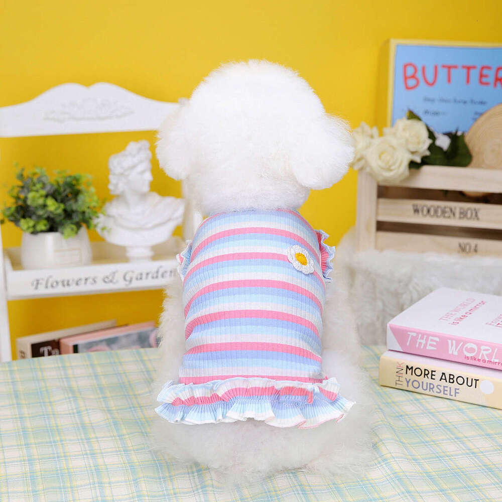 Pet Clothing Spring/Summer Wholesale Dress Dog Clothes New Apparel Dropshipping 23 Color Striped Floral Vest Bamubi