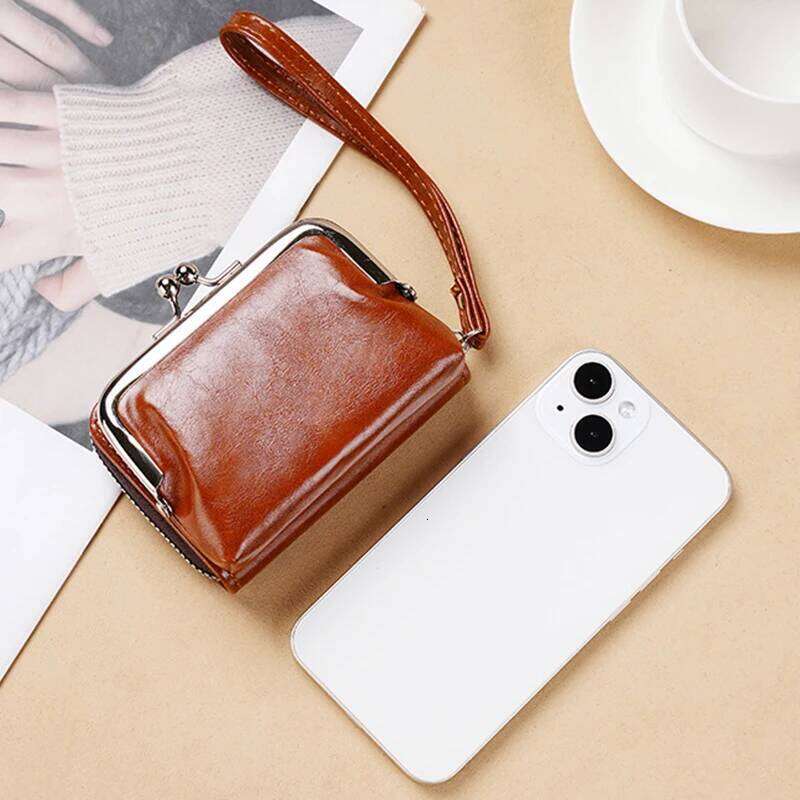 Womens Wallet Small Ladies Compact PU Leather Card Holder Coin Purse With Zipper Vintage Clip Organ Wrist Bag C260304