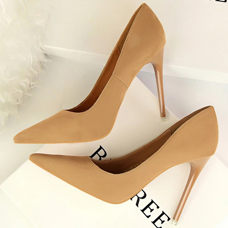 BIGTREE Shoes Classic High Heels Woman Pumps Sexy Office Shoes Stiletto Heels Fashion Large Size Women Heels Pumps Grey Green 260306
