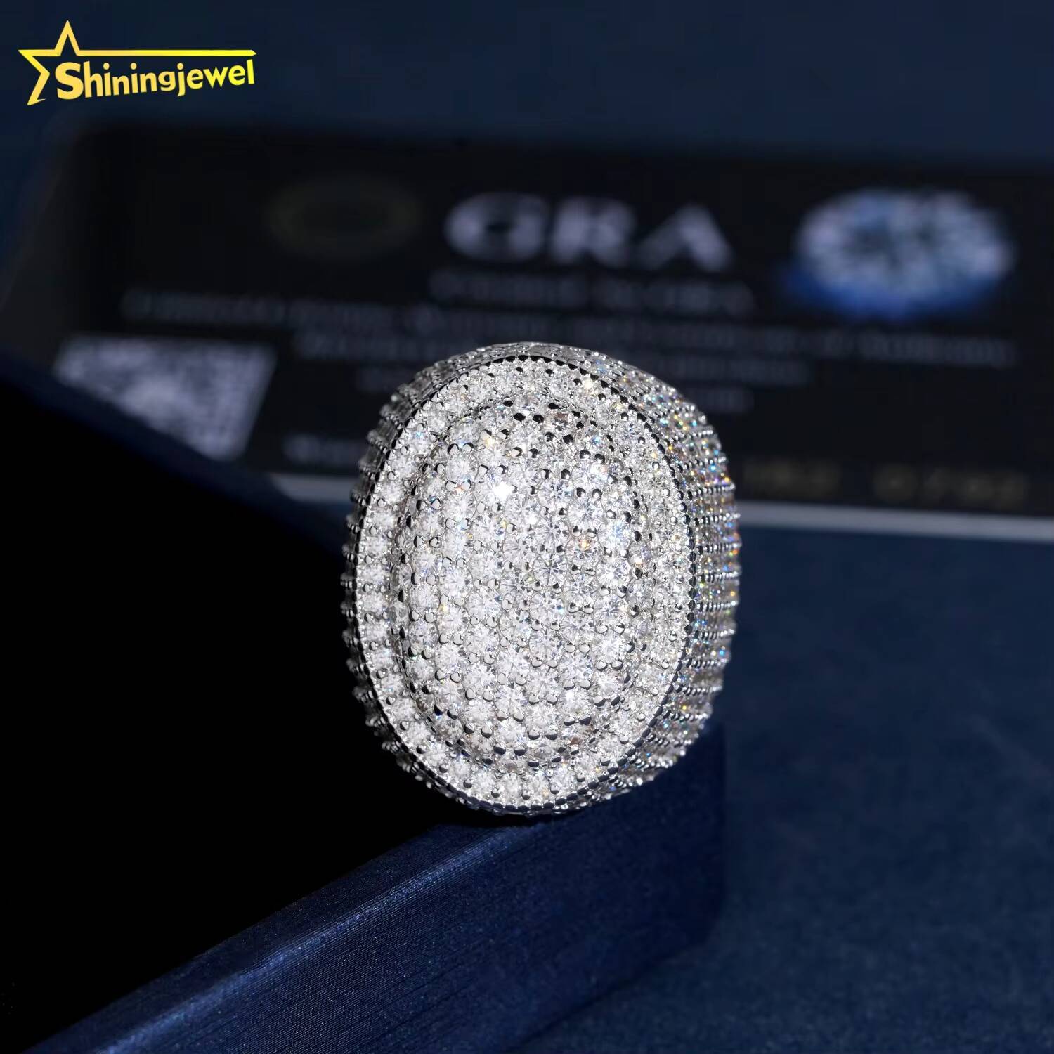 Chunky Oval Balloon Championship Ring Pass Diamond Tester Hip Hop Jewelry 925 Silver Diamond Moissanite Men Ring