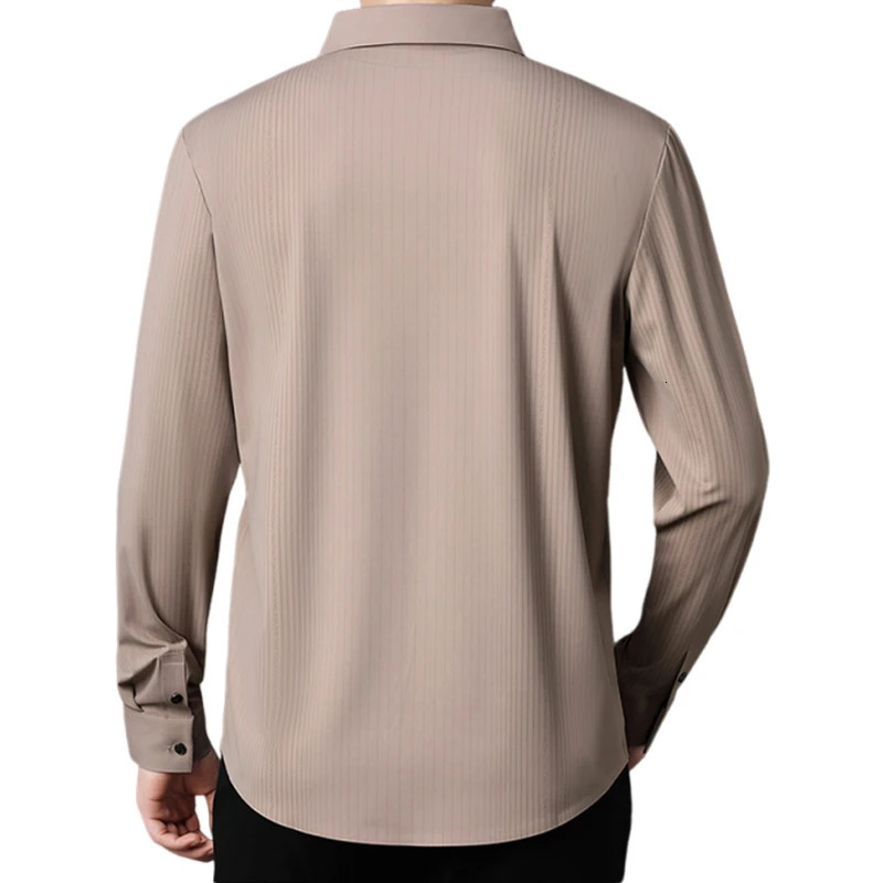 Mens Stretch Stripe Shirt - Elegant Slim Fit Long Sleeve for Business Casual Wrinkle-Resistant Office-to-Commute Wear M-4XL 260304