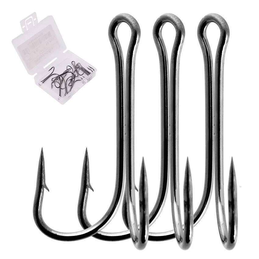 10pcs Long Shank Double Weedless hook Fly Tying Duple for Jig Bass Fish Hook Fishing Tackle Box For Soft Lure S260305