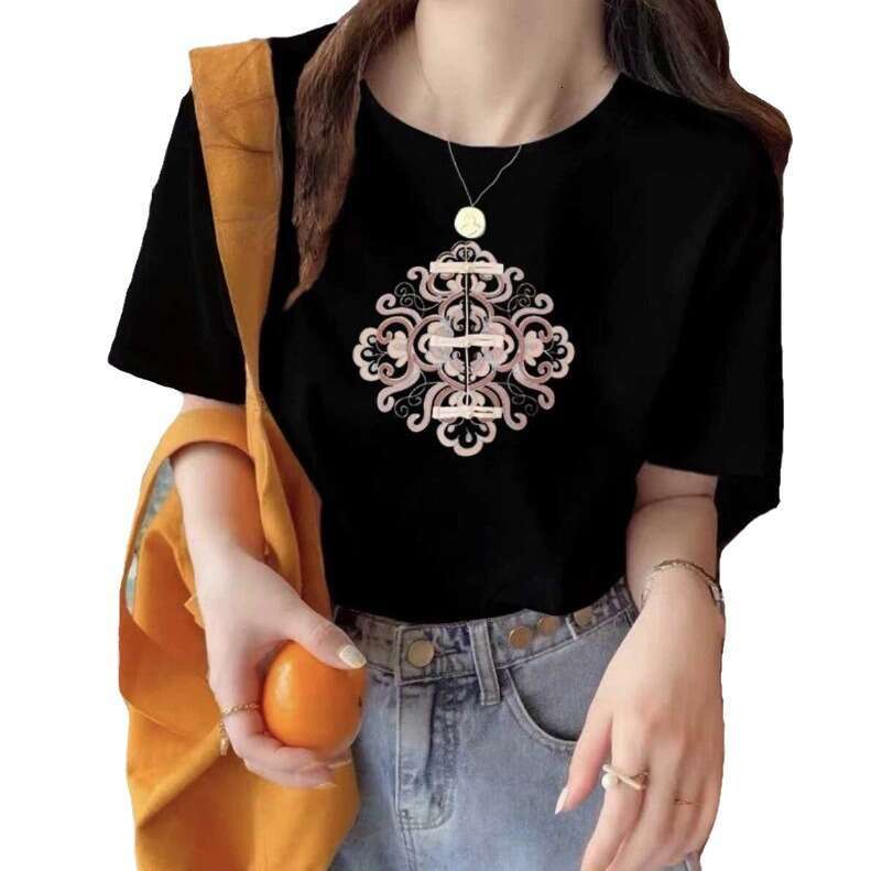 Summer Chinese Style Vintage Embroidery Frog T-shirt Ladies Loose Casual Fashion All-match Short Sleeve Tee Top Women Pullovers