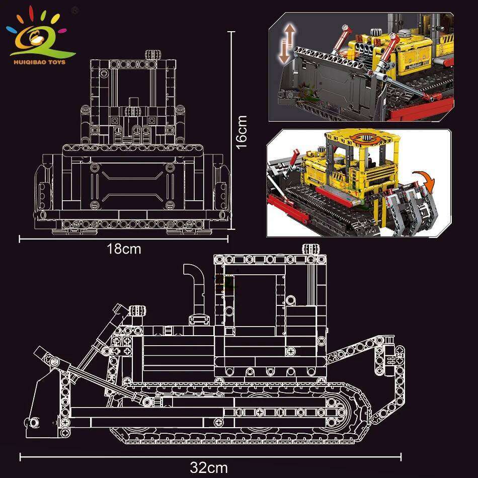 HUIQIBAO Moc Engineering Truck model Building Block Excavator Crane Car City Construction Tech Brick Set For Children Kids Gift Z260305