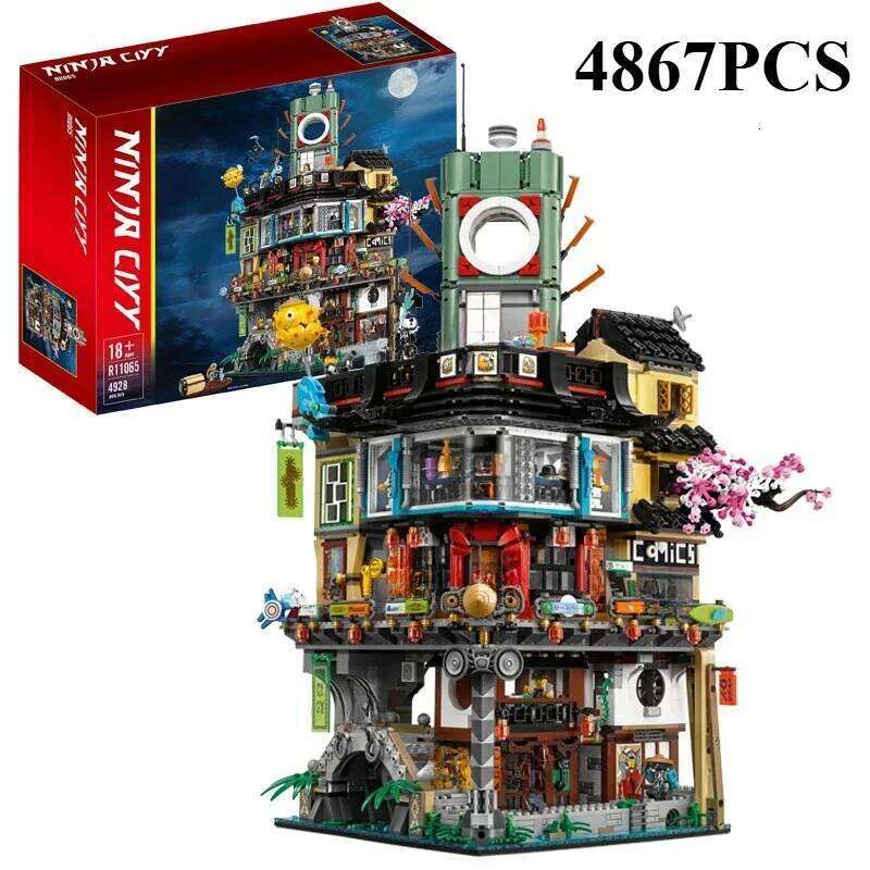 4867PCS Creative Ninja City Centre Architecture Building Blocks Street View Garden Construction Bricks Toys Adult Kid Gift Z260305