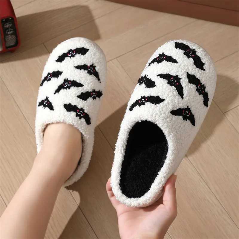 New Halloween Cartoon Pumpkin Home Slippers for Girl Winter Soft Plush Warm Slippers Woman Indoor Non-Slip Cotton Shoes S260305