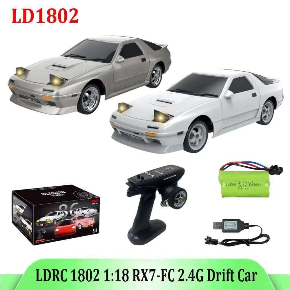 LDRC 1802 1:18 RX7-FC 2.4G Drift Remote Control Car with Gyroscope Metal Drive Shaft Suitable for Adults/Teenagers/Drift Toys C260305