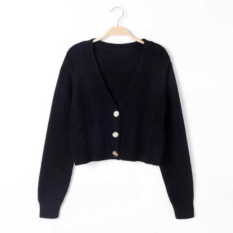 Short style high-waisted slim plastic sweater women spring new single-breasted knitted cardigan twist small jacket M260306