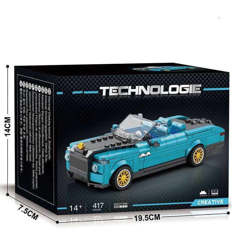 417PCS Retro Luxury Cars Building Blocks 1:24 Scale City Convertible Vehicle Car Model Bricks Kids DIY Toys Idea Gifts Z260305