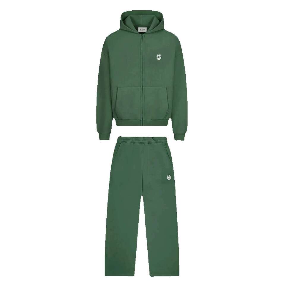 Men's Tracksuits Embroidery Solid Color Hooded Sweater Loose Fleece Pullover Sportswear Dark Blue Y2K Plus Thick Street Fashion Men's Clothi