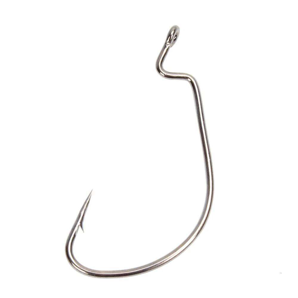 10pcs/lot Black Jig Hook High Carbon Steel Wide Crank Offset Fishhook For Soft Worm Lure Barbed Bass Fishing Accessories S260305