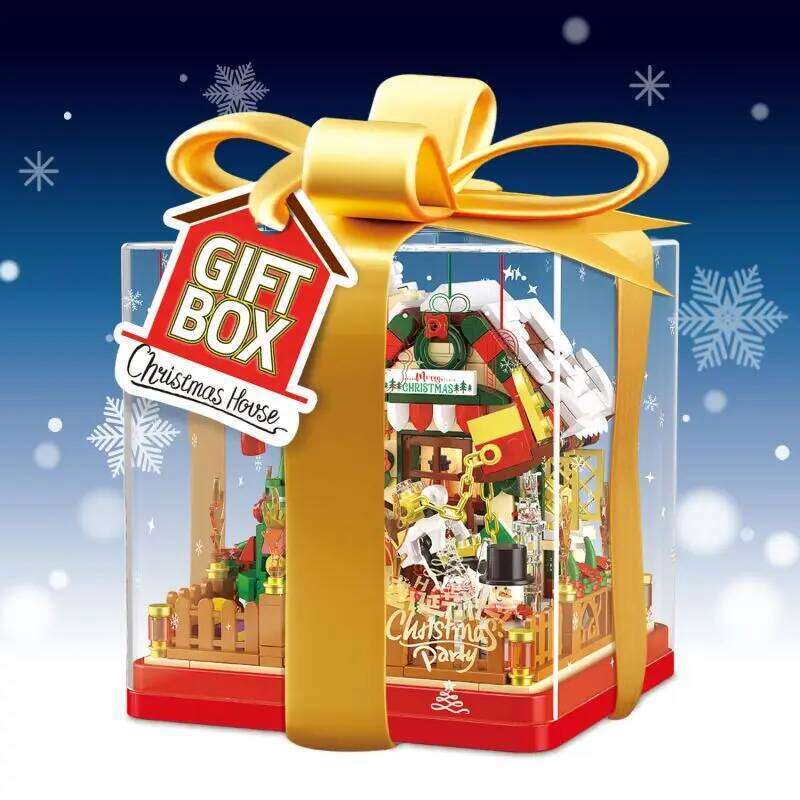 654PCS Christmas House Building Blocks Gift Box Set Creative City Streetview Assembly Model Bricks Kids DIY Toys Holiday Present Z260305