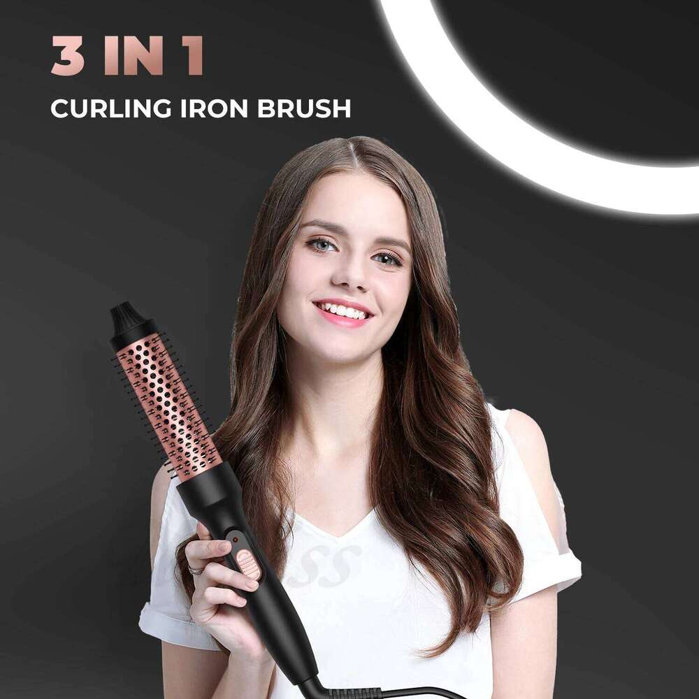 Thermal Double PTC Heated Curling Iron Anti-Scald Round 32mm Hair Curler Hot Volumizing Brush Styler 26Y0306