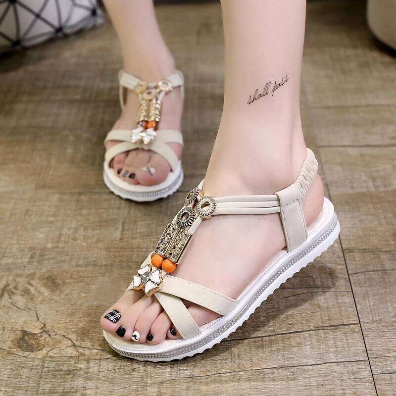 2025 New Summer Shoes Bohemia Beach Flat Casual Sandals Leisure Female Women Slip On Sandalias