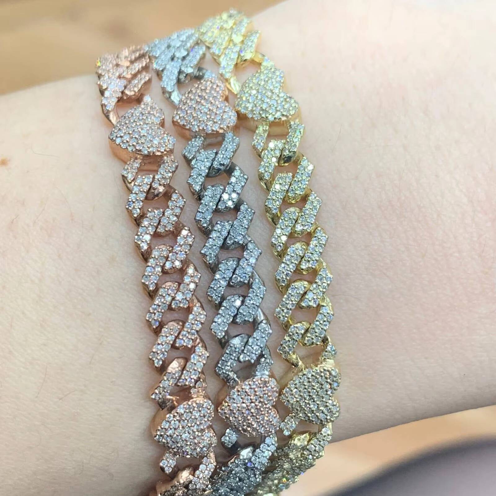 Hot Selling Hip Hop Jewellery Luxury GRA Iced Mens Womens Moissanite 925 Silver Gold Cuban Link Bracelet Customizable