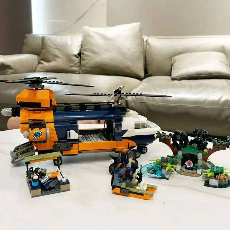 City Series Explorer Base Helicopter Creative Building Blocks Jungle Exploration Forest Adventure Kids Toys Gift Z260306