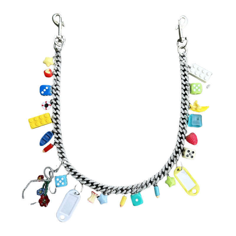 Ain's premium selection of European and American hip-hop bag pendants, trendy waist accessories, cross-border diamond-encrusted Cuban pant chains