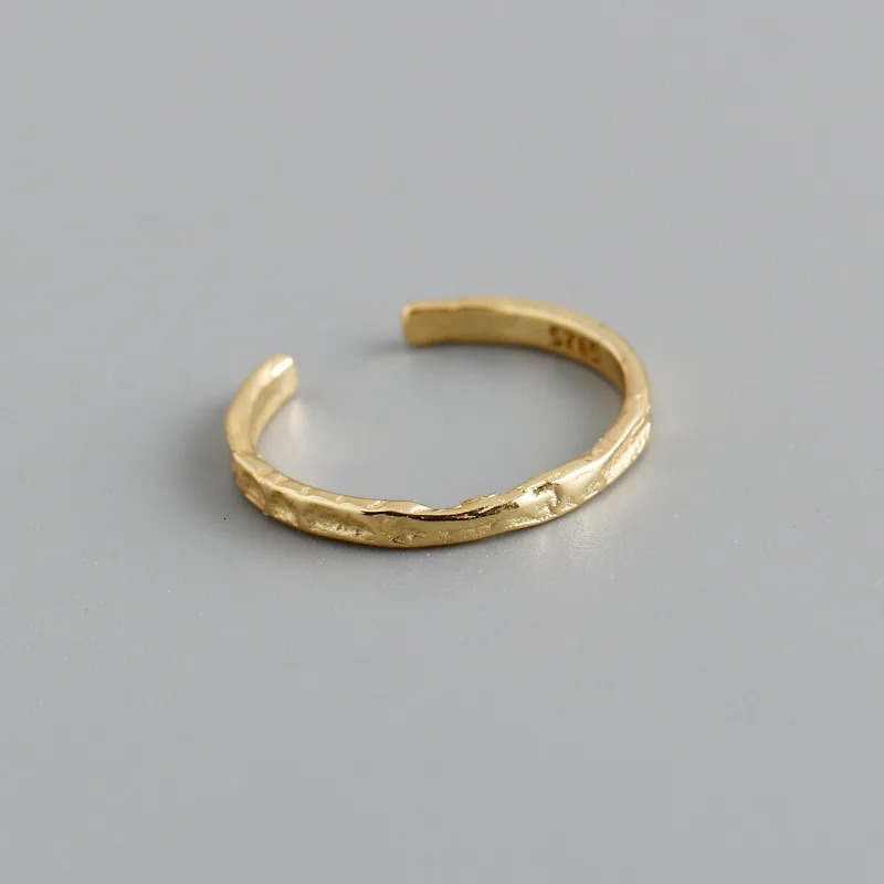 WANTME 925 Sterling Silver Unique Irregular Minimalist Open Ring Women Men European Hammered Hip Hop Couples Jewelry Accessories 260304