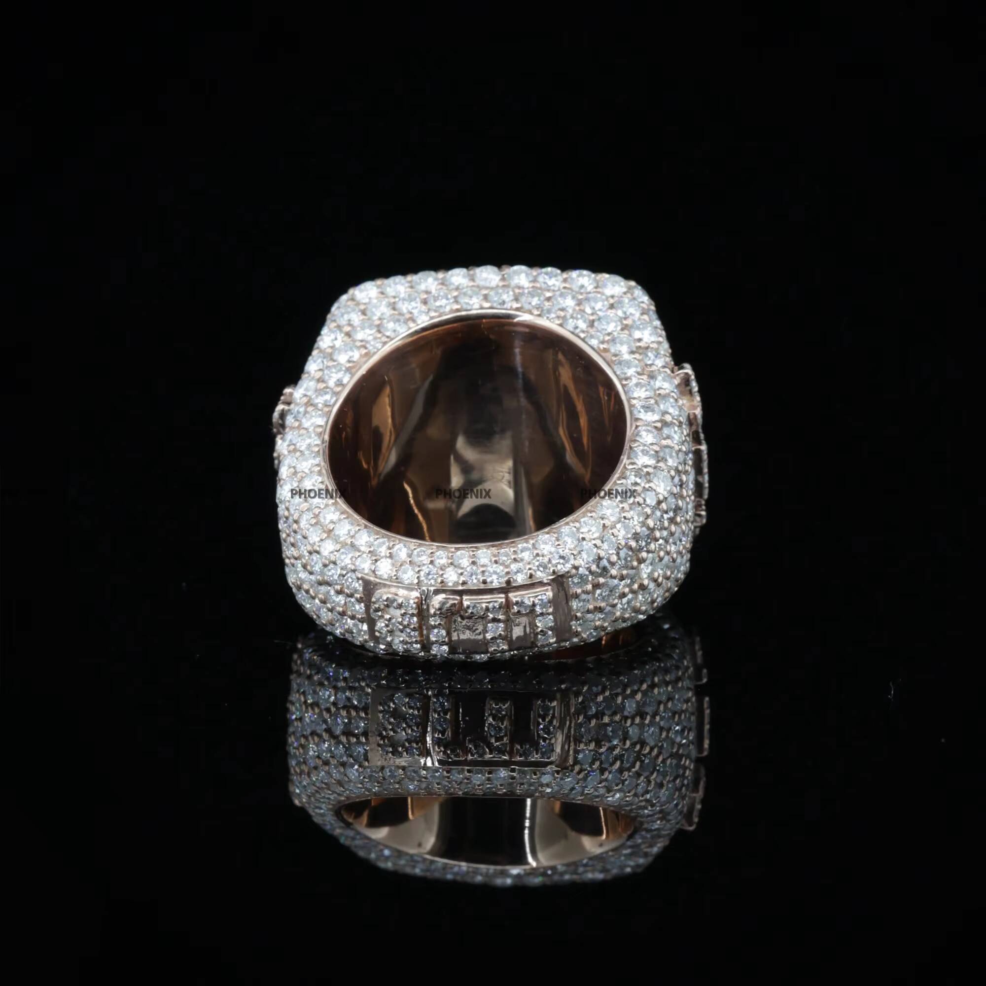Customize Photo Iced Out Round Brilliant Cut VVS Bling Moissanite Rapper Hip Hop Custom HandMade Statement Ring Jewelry for Gift