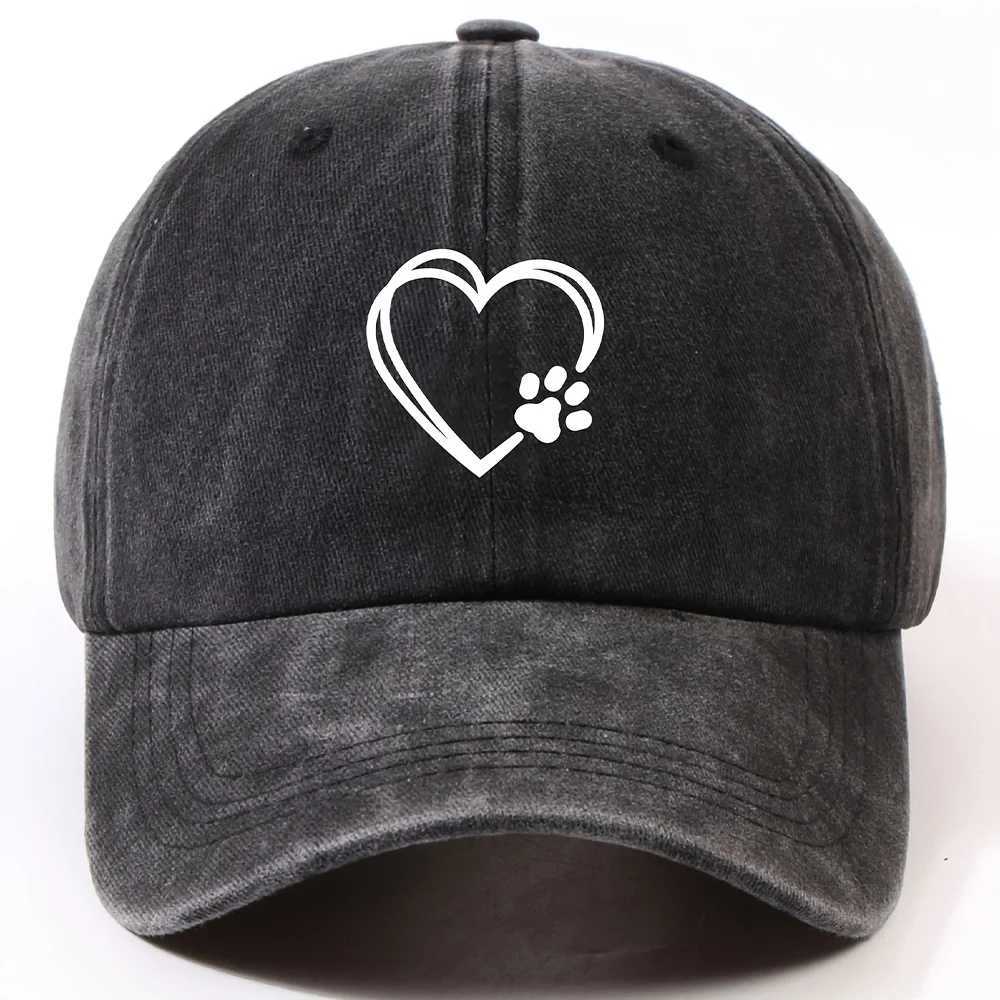 Double layered heart-shaped cat paw printed duckbill cap for both men and women adjustable dad baseball cap street riding cap S260306