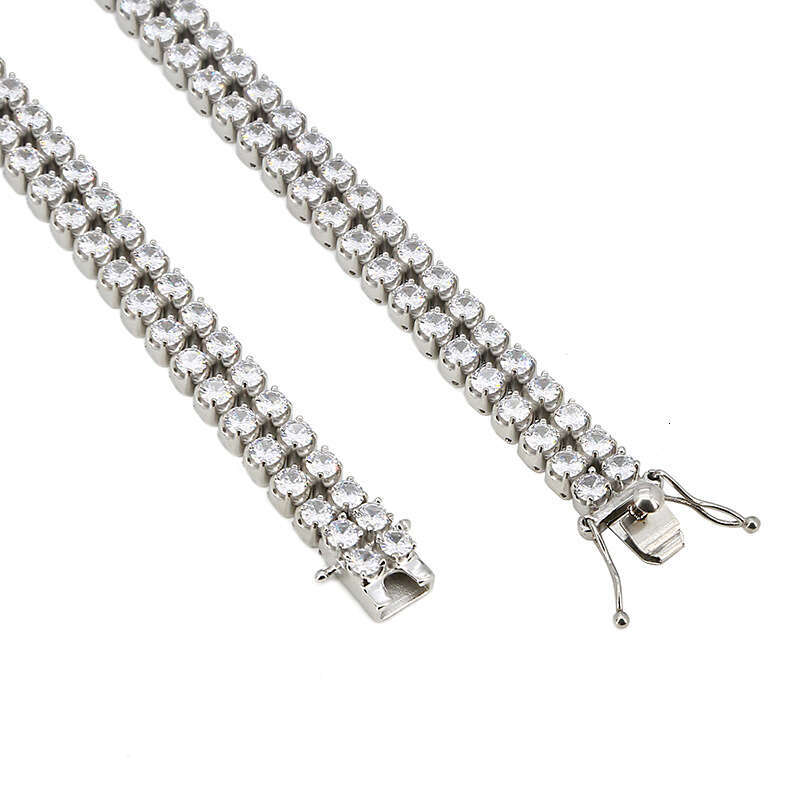 Cross-border premium 316 stainless stone-embellished double-row full-diamond men's bracelet, ins-style titanium steel Cuban chain
