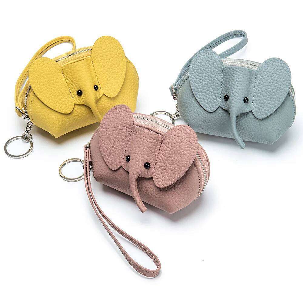 Brand New Zipper Purse Key Bag Leather Japanese Elephant Coin Pouch for Women Cute Card Lipstick Storage Bags Mini Wallet C260304