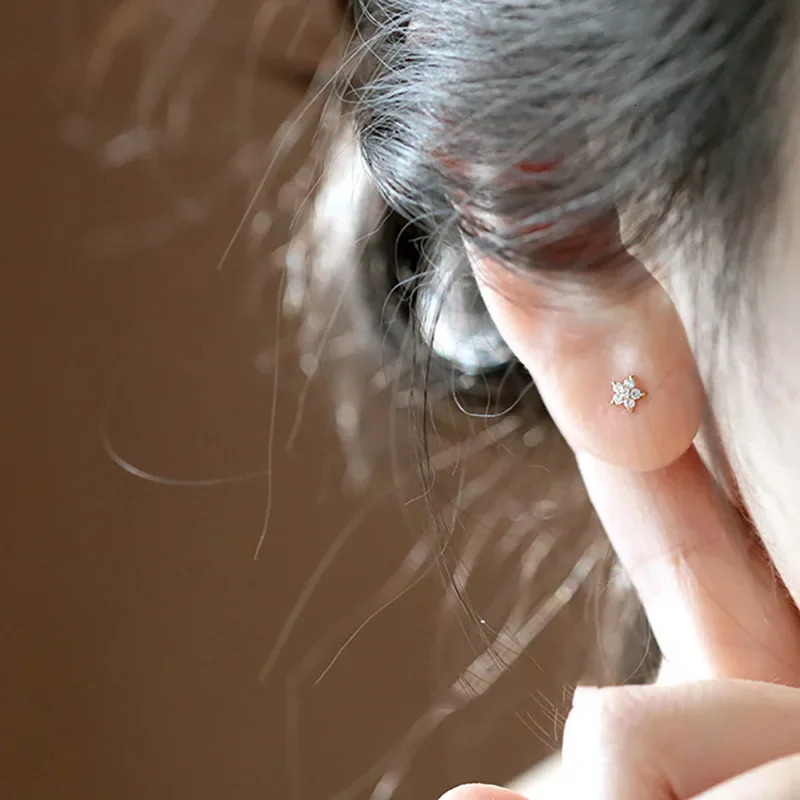 Five-Pointed Star Zircon Earrings S925 Sterling Silver Elegant Trendy Womens Accessories Gift for All Occasions 260303