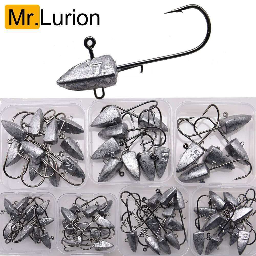 MrLurion box Package 3.5g 5g 7g 10g 14g 21g 28g Triangle Head NED Hooks for soft worm lure bait.fishing jigging head hook rigs S260305