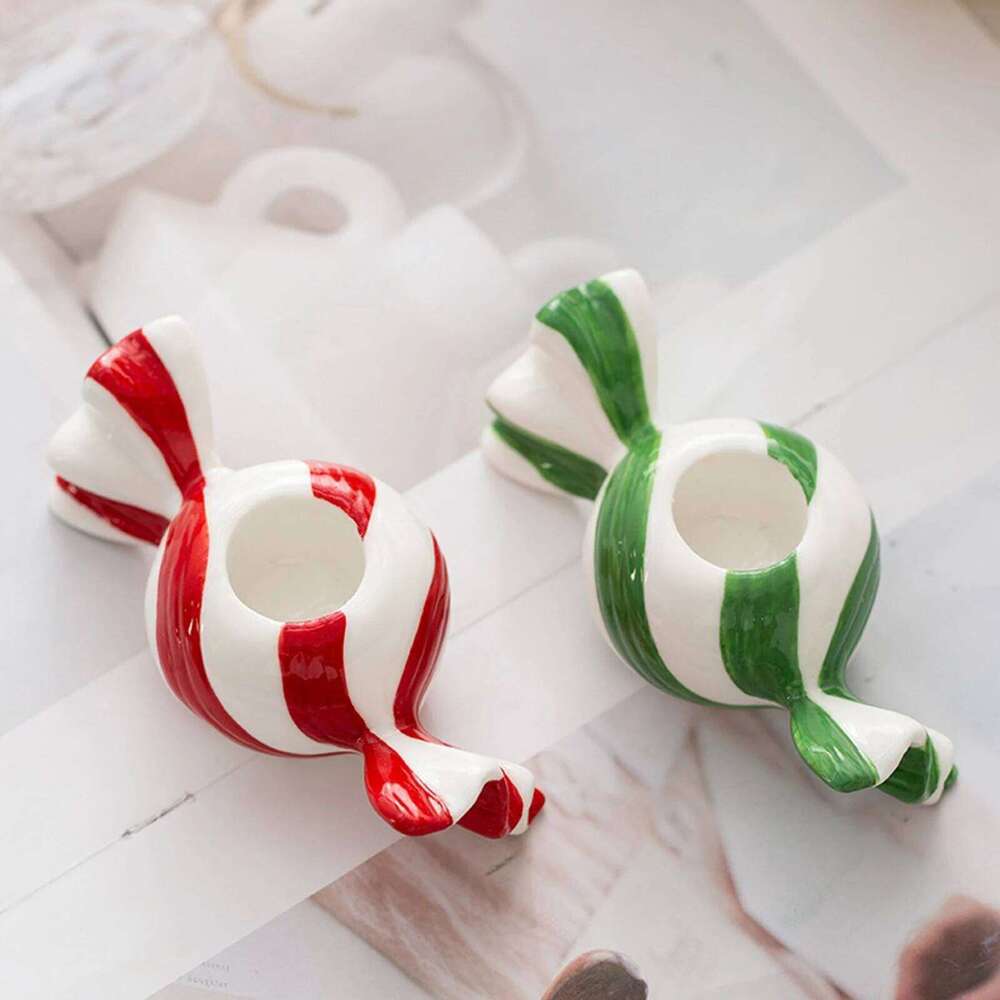 Creative Christmas 2026 New Years Xmas Candy Ceramic Candle Holder Desktop Ornament Home Decor Party Favor Present XJ260305