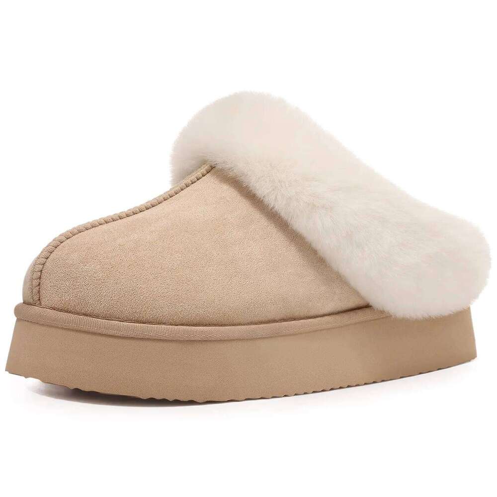 Litfun Winter Plush Lining For Women Non-slip Platform Fluffy Cozy Warm Home Slides Outdoor Women's Slippers