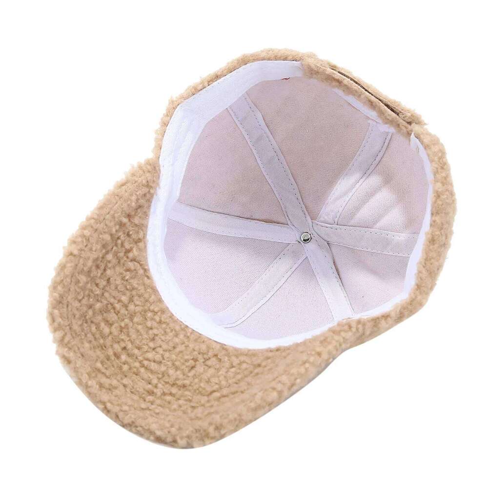 Winter Lamb Wool Baseball For Children Baby Kids Warm Thick Solid Color Golf Caps Girls Boy Sports Curved Brim Visors Hat Y260304