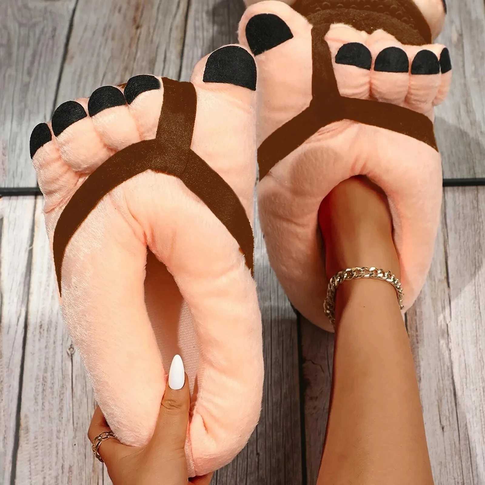Funny Feet Claws Comfortable Plush Slippers Indoor Home Increase Men Women Winter Warm Cotton Slider Five Finger Cosplay Shoes S260305