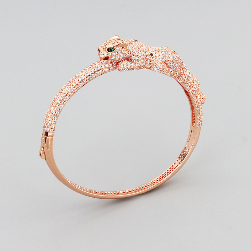 Bracelet Style Elegant Women's Leopard And Ring Set With Unique Punk Design Leopard-Shaped Bracelet